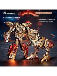 2025新款五合一变形恐龙机器人 - 霸王龙合金可动模型,DIY组装玩具,挑战动手能力!史迪奇玩具、旅行玩具、课堂减压玩具、迷你小玩意、洗澡玩具、圣诞文具、减压球、生日礼物、圣诞礼物、完美礼物 - 彩色 - 查看 2
