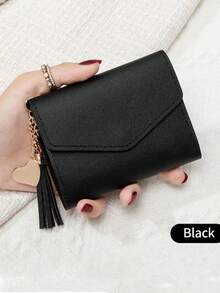 Fashionable & Cute Tassel Decorated Wallet, Faux Leather Multi-Function Wallet, Women's Short Wallet, Coin & Card Holder Gift, Suitable For Valentine's Day, Back To School, Mother's Day Gifts, Can Be Placed In Ladies Handbag - Multicolor - View 17