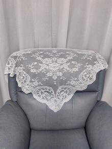 125cm*60cm/1pc White Vintage Delicate Romantic Elegant Floral Triangle Veil, Bridal Church Wedding Headpiece, Elegant Niche Clothing Accessory, Shawl, Skirt Hem, Home Decor Lace Trim