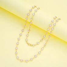 قلادة خرز مزيفة على شكل Y للنساء، قلادة متعددة الطبقات أنيقة بطراز بوهيمي، مناسبة للارتداء اليومي والحفلات وكهدية عيد الحب