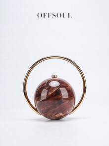 White Bridal Wedding Party Bag With High-End Pearl, Acrylic & Marble Design, Elegant Handbag/Shoulder Bag For Women, Suitable For Party, Banquet, Beach Holiday - Cà phê - Xem 2