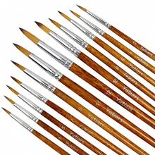 12 piezas de pinceles de punta redonda de diferentes colores para acuarela, acrílicos, tinta, gouache, óleo, témpera marrón - 12marrón - Ver 9