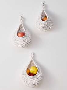 INS Creative Macrame Wall Hanging Teardrop Bird Nest Net Bag, Handmade Woven Cotton Rope Fruit Vegetable Storage Net Bag, Kitchen Decor Wall Hanging Net Bag, Vegetable Fruit Storage Basket, Bird Nest Wall Mounted Net Bag - Multicolor - View 1
