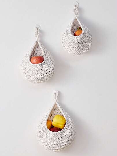 Colgante de pared de macramé estilo INS en forma de lágrima, nido de pájaros, bolsa de red, bolsa de almacenamiento de frutas y verduras tejida a mano de cuerda de algodón, bolsa de red para decoración de pared de cocina, cesta de almacenamiento de frutas y verduras, bolsa de red para nido de pájaros montada en la pared