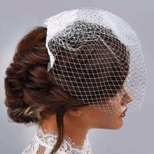 1920s Lace Bride Wedding Birdcage Veil White Flower Bridal Headpiece Accessories With Comb For Women And Girls - 1 - Xem 3