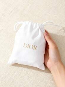 Christian Dior Beige Drawstring Canvas Tote Bag, Portable Cosmetic Bag - White - View 8
