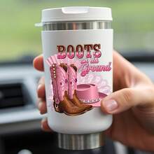 12 片装牛仔帽和靴子图案 16 盎司玻璃罐 UV DTF 贴纸 - 闪亮自粘贴纸，适用于咖啡杯，高品质手工咖啡配件 - 彩色 - 查看 6