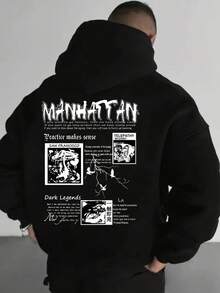 Teen Boy Autumn/Winter Light Gray Solid Color Fleecy Pullover Sweatshirt, Versatile, Teens Boys Gift - Black - View 7