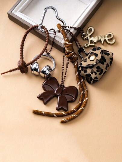 Yogodlns Fashionable Pattern Bag Charm With Decorative Tiny Bag Accessories Gift Accessories Headphone Bag Decor For Teen Girls Women College Students Bowtie Accessories Women Key Chain Charms Keyring Car Key Chain Travel Accessories