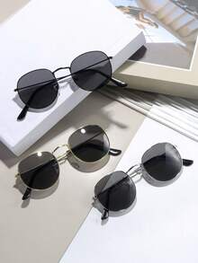 3 Pairs Of Retro Fashion Metal Frame Stylish Fashion Glasses - Multicolor - View 8