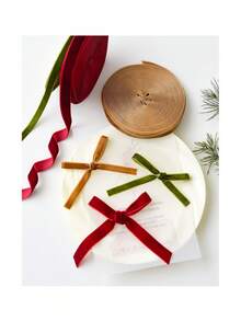 1pc (Multiple Colors Available) - Elegant Velvet Ribbon Gift Wrapping DIY Bow Decoration Ribbon - Burgundy - View 8