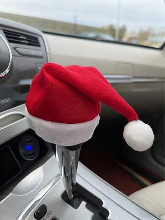 1pc - Christmas Atmosphere Car Shift Knob Cover, Universal Car Shift Dust Cover, Fashionable Mini Knitted Sweater For Car Shift Lever And Shift Knob, Christmas Holiday Decoration