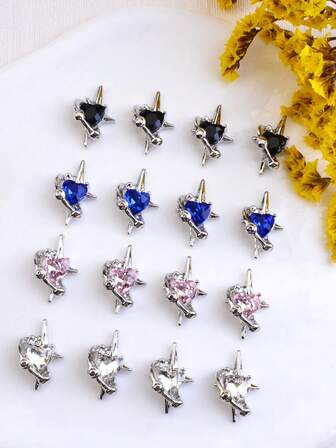 10Pcs Miniature Silver Color Rhinestone Star Shaped Diy Nail Art Decoration Nail Charms Nail Gems Nail Supplies Nails