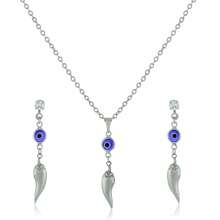 Women's Set: Earrings And Necklace With Cubic Zirconia, Evil Eye, And Pepper, Stainless Steel Costume Jewelry - 銀色 - 查看 10