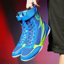 Men's Professional Boxing Shoes, High-Top Competition Shoes, Wrestling/Grappling Training Shoes, Lightweight Design, Mesh Material, Suitable For Fitness, Strength Training, Bodybuilding, And Other Workouts