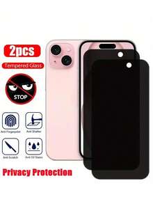 2pcs Full Coverage Privacy Screen Protector, Tempered Glass Material, Compatible With IPhone 17/17 Pro/17 Pro Max/17 Air And 11/12/13/14/15/16 Pro Max, Also Fits 17/11/12/13/14/15 Plus/16 Pro Max, Provides Privacy Protection, Screen Protection And Anti-Drop Function. - Black - View 45