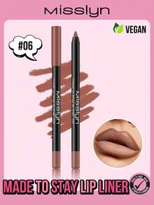 Misslyn Long-Lasting High Pigment Lip Liner Pencil, Creamy Gel Formula, Smooth Application, Natural Makeup Effect, Can Be Sharpened With Pencil Sharpener, High Color Payoff, Creates Natural Lip Look, Long-Lasting Matte Finish Lip Liner Pencil
