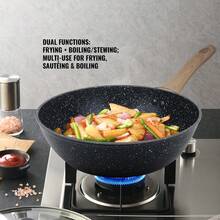 ABKOK 1pc/9pcs Black Aluminum Cookware Set, Includes Soup Pot, Frying Pan, Steak Pan, Tamagoyaki Pan, Silicone Tools, Sponge, Suitable For Induction Cooktop, Portable For Kitchen Use, Can Purchase Individual Pots Or Full Set - Black - View 5