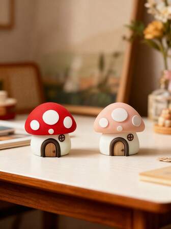 1个可爱蘑菇屋桌面摆件，治愈系家居空间装饰，微景观装饰，创意摆件，适用于客厅、卧室、桌面