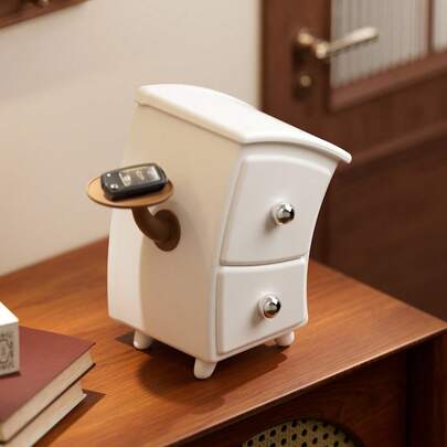 منظم مكتب مع أدراج - حامل أقلام دائري وصندوق تخزين، بلاستيك، لا يحتاج إلى كهرباء، مثالي لمكتب المرأة والمنضدة، فكرة هدية عيد الميلاد، منظم مكتب وأدراج للتخزين المنزلي