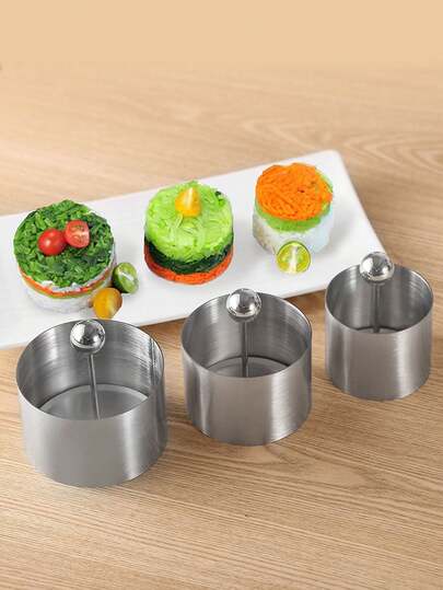 1件套不锈钢沙拉模具套装 - 圆形，创意厨房工具，适用于餐厅和酒店的西式菜肴摆盘