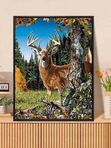 鹿林5D钻石画套装 - DIY全圆水晶水钻刺绣艺术套装，适用于家居和办公室墙面装饰 - 彩色 - 查看 2