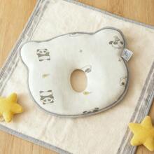 Baby Head Pillow Cozy Infant Head Support Pillows Cartoon Print Newborn Sleeping Pillow to Prevent Flat Head - Verde - Ver 3