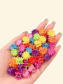 15/50pcs Vibrant Candy Color Flower Hair Clips, Cute & Hiphop Small Design Hair Accessories For Girls, Suitable For Festivals, Parties, Casual Occasions - Multicolor - View 3