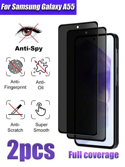 2 piezas Protector de pantalla de privacidad, Vidrio templado con bordes impresos en negro, Fácil instalación, Anti-espía, Anti-arañazos, Anti-huellas dactilares, Compatible con Galaxy A14 5G/A15/A23/A34/A35/A54/S23 FE/A55/Galaxy S21/S22/S23/S24 Ultra/S25 Ultra, Película de vidrio de privacidad, Diseño curvo, Accesorios para teléfono Protección de pantalla esencial, Aplicable a Daily Shield, Oficina, Hogar Protector de pantalla de teléfono a prueba de agua, a prueba de golpes, resistente a arañazos