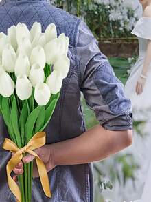 Artificial Tulip Bouquets - Realistic Artificial Tulips With Adjustable Stems, Vibrant Multi-Colored PU Flowers, Perfect For Home And Wedding Decorations, Valentine's Day, Easter, Thanksgiving, St. Patrick's Day Decorations, Floral Arrangements, Holiday Decorations, Lifelike Petals, Realistic Textures, Perfect For Flower Arrangements, Gift Shoppers, And Maintenance-Free Indoor/Outdoor Table Centerpieces. - Multicolor - View 3