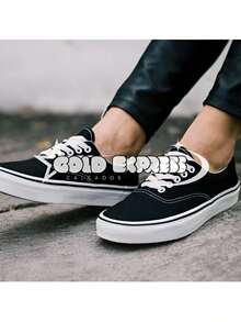 Authentic Men's Casual Basic Skater Sneakers In Various Colors, Unisex, Non-Slip, Sizes 34 To 43, 24-Hour Shipping - Black and White - View 3