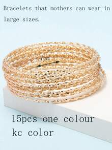15pcs Minimalist Unique Threaded Stacking Bangle Bracelets - one-size - View 13