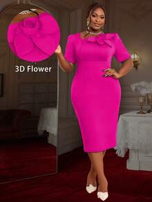 Women's 3D Floral Print Bodycon Party Dress, Cocktail Semi-Formal Gown Suitable For Birthday, Graduation, Wedding Guest, Prom, Homecoming And Other Occasions - hoa hồng đỏ - Xem 1