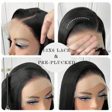 13x4 HD Synthetic Lace Front Wig Pre Plucked Ready To Wear 28 Inch Glueless Straight Lace Front Wig For Women Natural Looking Synthetic Heat Resistant Fiber Lace Wig - màu đen - Xem 4