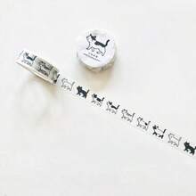1 Stück süße Katzen dekorative Washi Tape, Kawaii Scrapbooking Masking Tape für Planer, Tagebuch, DIY Dekoration, rückstandslos abziehbar - Schwarz und Weiss - Übersicht 11