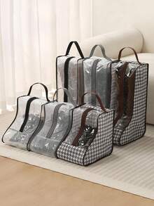 1/2个装千鸟格纹鞋防尘袋多功能手持透明防潮鞋袋长/短鞋保护袋，鞋子收纳袋透明短靴长靴防水防尘保护袋旅行便携式鞋子整理袋