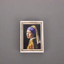 1 pieza Imanes de nevera de resina con pinturas famosas del mundo, pegatinas magnéticas 3D estereoscópicas, calcomanías magnéticas de personajes creativos, parches magnéticos personalizados retro - color - Ver 11