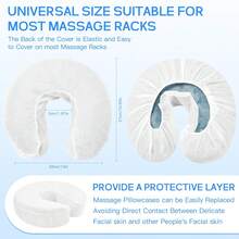 50 Pieces/Pack Headrest Cover, Seamless, One-Time Use Massage Face Cover, White, U-Shaped Pillow Cover, Elastic Non-Woven Fabric - Multicolor - View 7