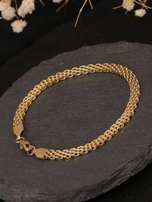 金色扁網狀編織手鍊