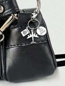 锌合金钥匙扣，印有“活出你的梦想”飞行员名言，飞机和护照旅行主题，运动风格，独特手机配件，简约设计，钥匙挂绳 - 彩色 - 查看 8