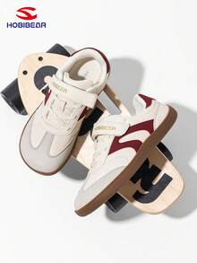 HOBIBEAR 1双青少年休闲运动鞋，男女童皆宜，赤足鞋设计，宽鞋头，舒适步行鞋，防水皮革鞋面，橡胶鞋底，防滑，易穿脱，四季皆宜。 - 米色 - 查看 4