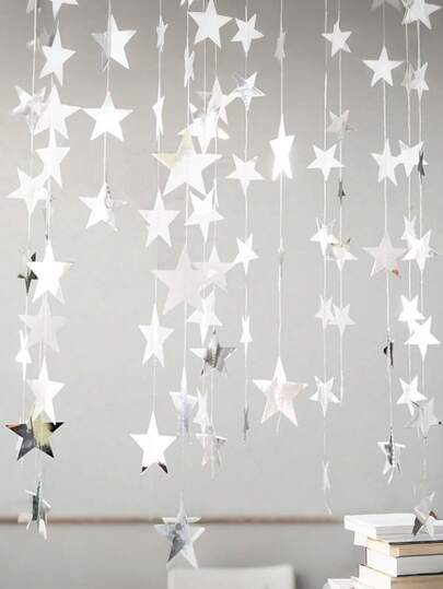 4m/Set Shiny Star Garland Decor, Sparkling Star String Curtain Decor, Suitable For Graduation Ceremony, Wedding, Baby Christening, Birthday Party, Etc. (Gold Color). Also Suitable For Back To School Season, Christmas, Ramadan, Eid Mubarak!