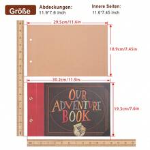OUR ADVENTURE BOOK Adventure Book Scrapbook Album 11.9 X 7.6 Inch 80pages,3d Retro Embossed Letter Hard Cover Movie Up,Memory Book For Couples,DIY Album For Anniversary,Wedding,Travelling,Friends,Family,Couple Gifts - 復古色 - 查看 2