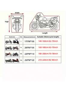 1 pieza Cubierta para motocicleta para todo el año, Cubierta antipolvo para motocicleta con rayas reflectantes verdes, Cubierta impermeable y a prueba de sol para motocicleta de tafetán 190T con protección total, Tela Oxford 420D, Franja de reflectante, Protección para todo tipo de clima, Poliéster - Negro [tiras reflectantes verdes] - Ver 9