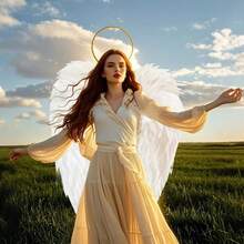 Phụ kiện trang phục cánh thiên thần dành cho người lớn, cánh lông vũ chân thực, cánh tiên nhẹ cho lễ Halloween - trắng - Xem 5