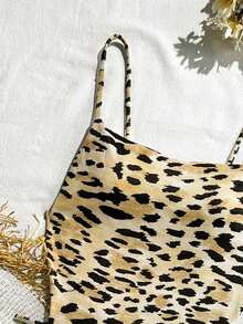 Women's Leopard Print One-Piece Swimsuit, Sexy Beach Style, Revealing Design, Suitable For Summer & Autumn - Multicolor - View 6