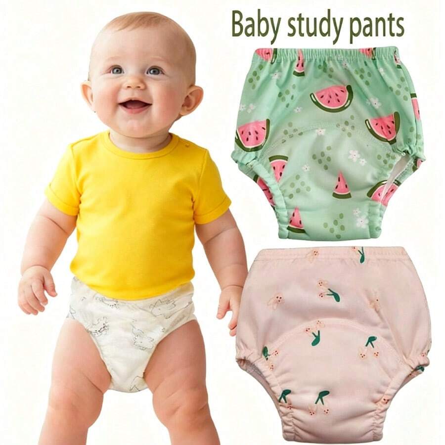 3pcs Reusable Potty Training Pants, Premium Breathable Cloth Diapers, Baby Underwear For Toilet Learning, Washable, Quick Absorbent, Suitable For Swimming, Multiple Colors, Fits Boys & Girls - Multicolor - View 1