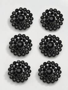 6 piezas de botones de cristal de estrás con patrón de girasol - Cristal de color AB y perlas de vidrio de estrás con base de metal, adecuados para manualidades DIY, costura, ropa, bolsos y decoración de zapatos - Multicolor - Ver 9