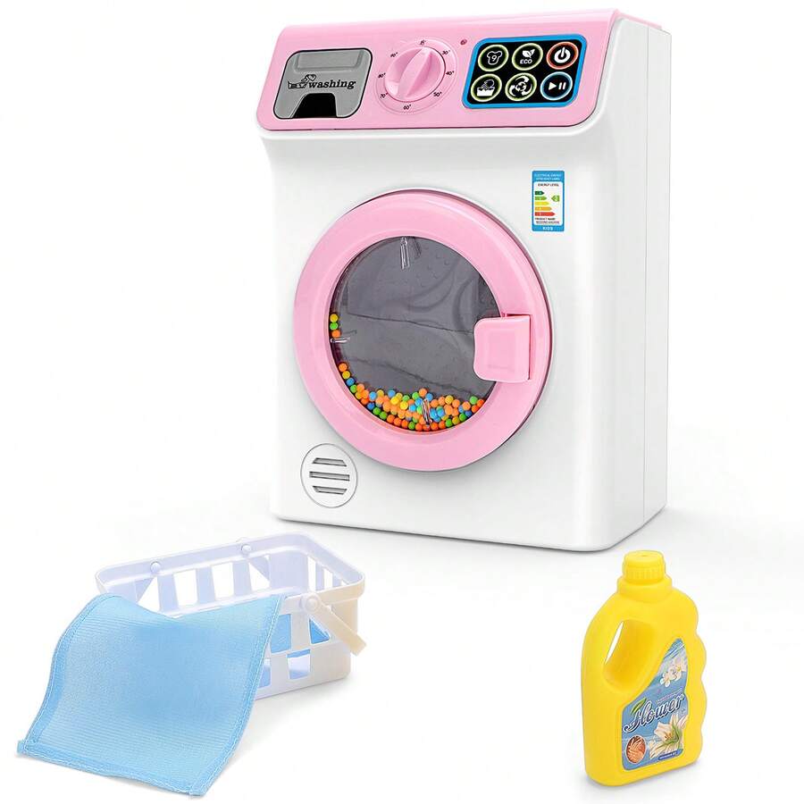 Kids Washing Machine Toy Set Pretend Play Household Toy Set - Pink - View 1