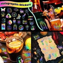 10pcs Holographic Stickers - Butterfly Magic World, Children's Reward Decorative Colorful Pet Holographic Backing Card Stickers - Creative DIY, Stitch Toys, Travel Toys, Classroom Fidget Toys, Mini Stuff, Bath Toys, Christmas Stationery, Stress Ball, Birthday Gift, Christmas Gift, Christmas Eve Gift, Perfect Gift, Gift, Toys, Games - Multicolor - View 8